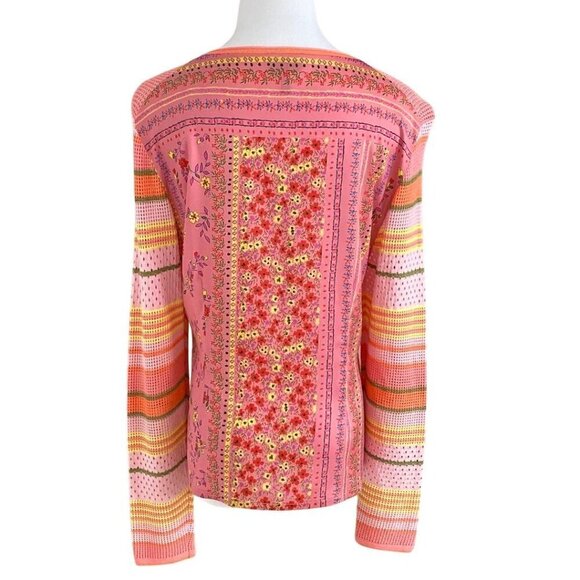 SPORTALM KITZBUHEL DAVINA COLORFUL OPEN KNIT SATIN FLORAL PANEL ZIP UP JACKET - Picture 2 of 10